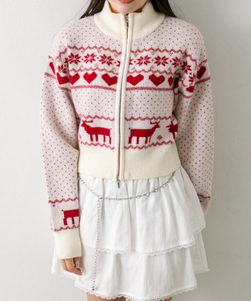 OLIVE des OLIVE(オリーブデオリーブ)の「オリーブのカウチン(カーディガン/ボレロ・レディース・オフホワイト/ネイビー/アイボリー/サックスブルー・FREE)」の5枚目の写真