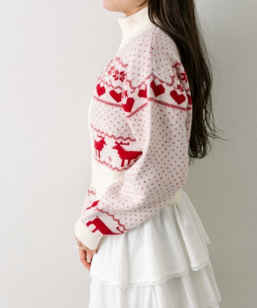 OLIVE des OLIVE(オリーブデオリーブ)の「オリーブのカウチン(カーディガン/ボレロ・レディース・オフホワイト/ネイビー/アイボリー/サックスブルー・FREE)」の7枚目の写真