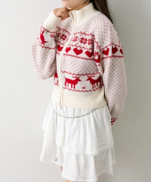 OLIVE des OLIVE(オリーブデオリーブ)の「オリーブのカウチン(カーディガン/ボレロ・レディース・オフホワイト/ネイビー/アイボリー/サックスブルー・FREE)」の6枚目の写真