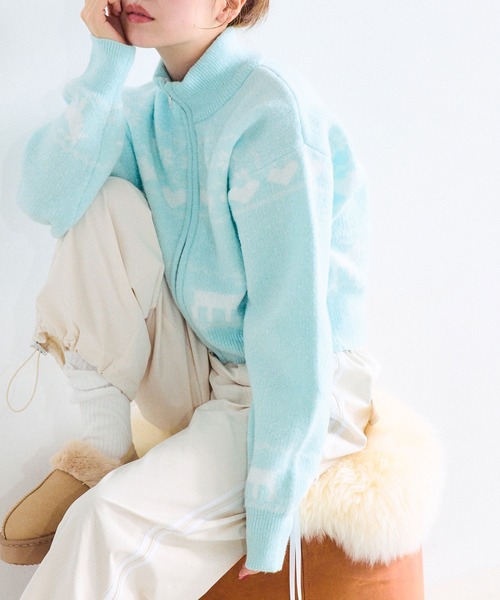 OLIVE des OLIVE(オリーブデオリーブ)の「オリーブのカウチン(カーディガン/ボレロ・レディース・オフホワイト/ネイビー/アイボリー/サックスブルー・FREE)」の20枚目の写真