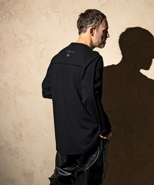 C DIEM(カルペディエム)の「C DIEM(カルペディエム)レザーパイピング ダンボールニット ロングスリーブカットソー ロングTシャツ(Tシャツ/カットソー・メンズ・ブラック/ベージュ/グレー・S/M/L/XL)」の9枚目の写真