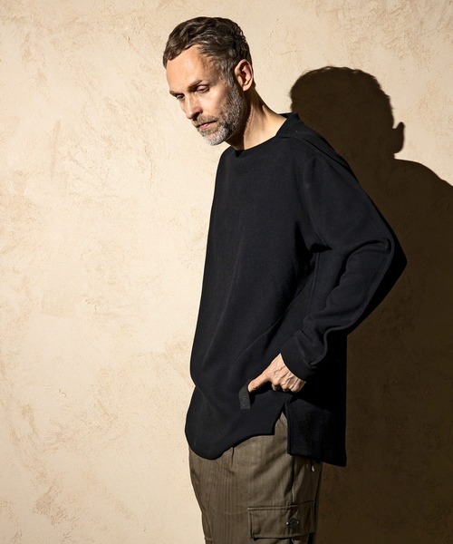 C DIEM(カルペディエム)の「C DIEM(カルペディエム)レザーパイピング ダンボールニット ロングスリーブカットソー ロングTシャツ(Tシャツ/カットソー・メンズ・ブラック/ベージュ/グレー・S/M/L/XL)」の10枚目の写真