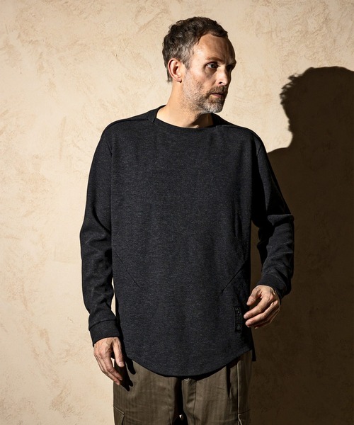 C DIEM(カルペディエム)の「C DIEM(カルペディエム)レザーパイピング ダンボールニット ロングスリーブカットソー ロングTシャツ(Tシャツ/カットソー・メンズ・ブラック/ベージュ/グレー・S/M/L/XL)」の15枚目の写真