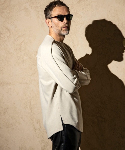 C DIEM(カルペディエム)の「C DIEM(カルペディエム)レザーパイピング ダンボールニット ロングスリーブカットソー ロングTシャツ(Tシャツ/カットソー・メンズ・ブラック/ベージュ/グレー・S/M/L/XL)」の20枚目の写真