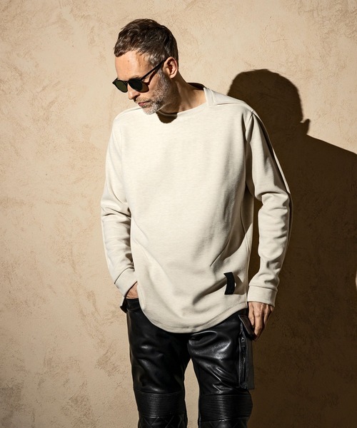 C DIEM(カルペディエム)の「C DIEM(カルペディエム)レザーパイピング ダンボールニット ロングスリーブカットソー ロングTシャツ(Tシャツ/カットソー・メンズ・ブラック/ベージュ/グレー・S/M/L/XL)」の22枚目の写真