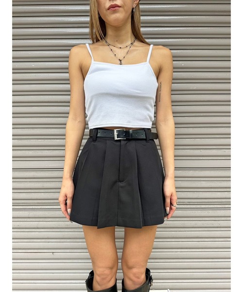EGOIST（エゴイスト）の「フェイクレザーベルト付プリーツスカート（スカート・レディース・ブラック/マルチ/グレー・S/M）」の4枚目の写真