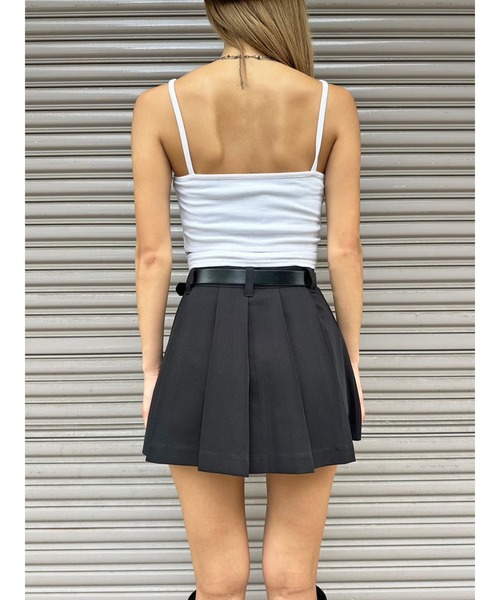 EGOIST（エゴイスト）の「フェイクレザーベルト付プリーツスカート（スカート・レディース・ブラック/マルチ/グレー・S/M）」の6枚目の写真
