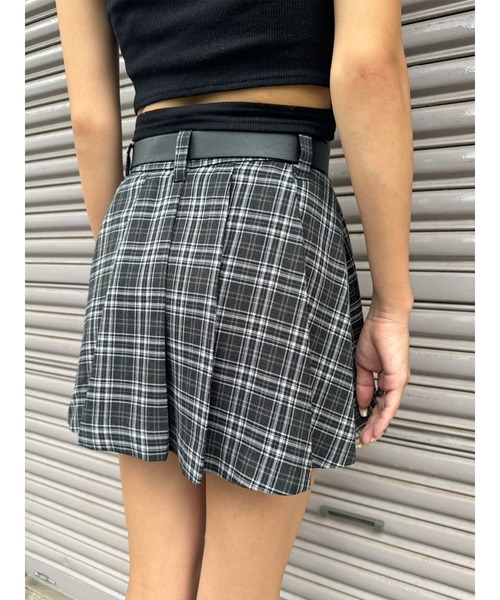 EGOIST（エゴイスト）の「フェイクレザーベルト付プリーツスカート（スカート・レディース・ブラック/マルチ/グレー・S/M）」の8枚目の写真