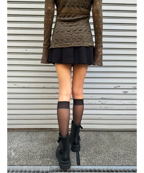 EGOIST（エゴイスト）の「フェイクレザーベルト付プリーツスカート（スカート・レディース・ブラック/マルチ/グレー・S/M）」の12枚目の写真