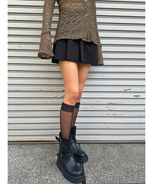 EGOIST（エゴイスト）の「フェイクレザーベルト付プリーツスカート（スカート・レディース・ブラック/マルチ/グレー・S/M）」の13枚目の写真