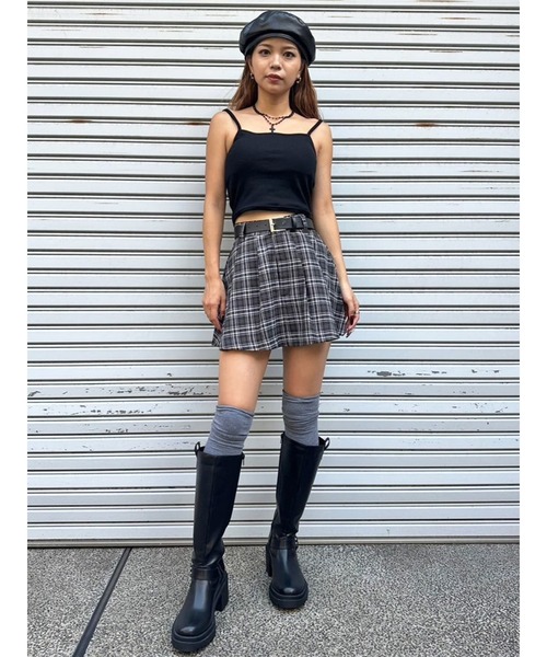 EGOIST（エゴイスト）の「フェイクレザーベルト付プリーツスカート（スカート・レディース・ブラック/マルチ/グレー・S/M）」の20枚目の写真