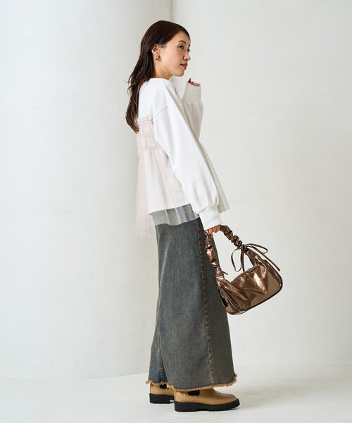 FREAK'S STORE(フリークスストア)の「限定展開 チュール ギャザー 重ね スウェット(スウェット・レディース・オフホワイト/ライトグレー/ブラック/チャコールグレー/ベージュ・フリ-)」の9枚目の写真