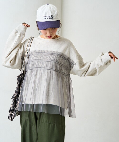 FREAK'S STORE(フリークスストア)の「限定展開 チュール ギャザー 重ね スウェット(スウェット・レディース・オフホワイト/ライトグレー/ブラック/チャコールグレー/ベージュ・フリ-)」の18枚目の写真