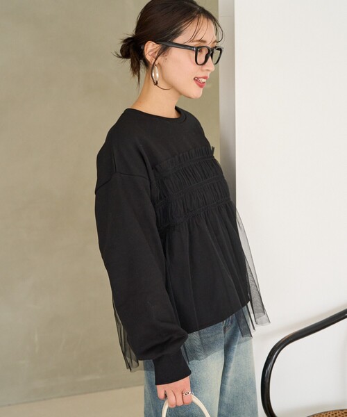 FREAK'S STORE(フリークスストア)の「限定展開 チュール ギャザー 重ね スウェット(スウェット・レディース・オフホワイト/ライトグレー/ブラック/チャコールグレー/ベージュ・フリ-)」の22枚目の写真