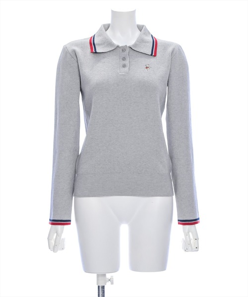 clear（クリア）の「ベア刺繍入り長袖ポロニット [カジュアル 着回し力抜群 スクールライク]≪再入荷≫（ニット/セーター・レディース・アイボリー/グレー/ネイビー・F）」の19枚目の写真