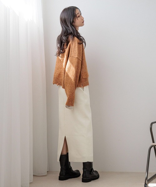 LOWRYS FARM（ローリーズファーム）の「ＭＩＸクラッシュショートカーディガン 148527（カーディガン/ボレロ・レディース・アイボリー/オレンジ/チャコールグレー・FREE）」の6枚目の写真