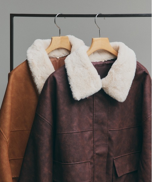 セール】ヴィンテージライク 襟ファー付きブルゾン（ライダース