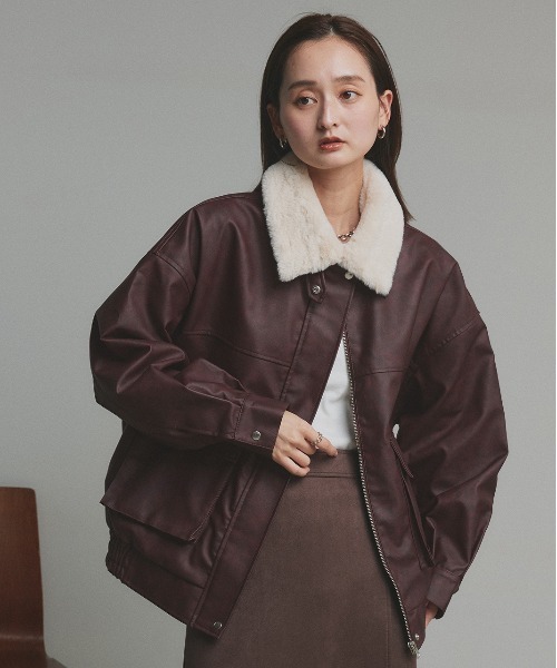セール】ヴィンテージライク 襟ファー付きブルゾン（ライダース