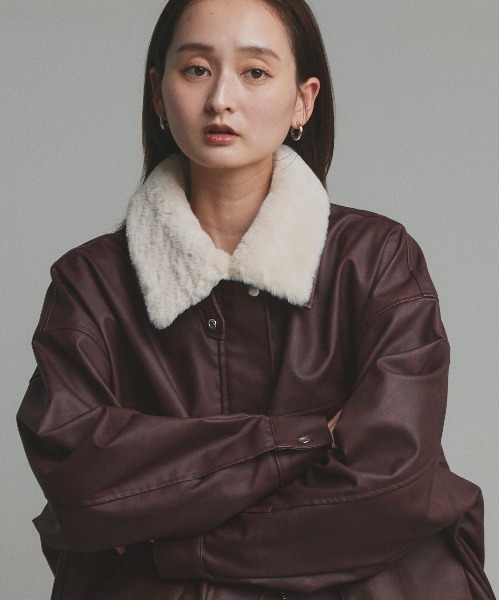 セール】ヴィンテージライク 襟ファー付きブルゾン（ライダース