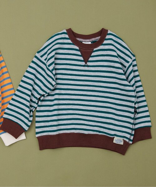 BREEZE(ブリーズ)の「【WEB限定】カラバリ ムジ&ボーダートレーナー(スウェット・キッズ・オレンジ/その他11/イエロー/グリーン/ピンク/ブラウン/レッド/サックスブルー/ブラック/オフホワイト/その他12/グレー/ブルー・100/150/120/90/140/110/130)」の4枚目の写真