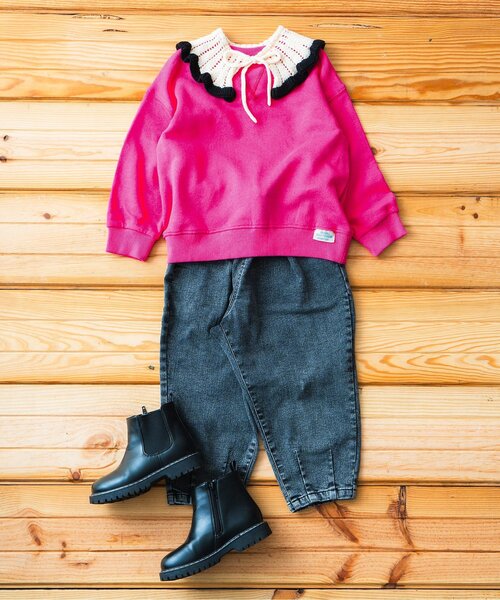 BREEZE(ブリーズ)の「【WEB限定】カラバリ ムジ&ボーダートレーナー(スウェット・キッズ・オレンジ/その他11/イエロー/グリーン/ピンク/ブラウン/レッド/サックスブルー/ブラック/オフホワイト/その他12/グレー/ブルー・100/150/120/90/140/110/130)」の15枚目の写真