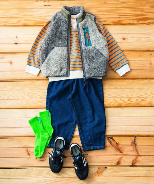 BREEZE(ブリーズ)の「【WEB限定】カラバリ ムジ&ボーダートレーナー(スウェット・キッズ・オレンジ/その他11/イエロー/グリーン/ピンク/ブラウン/レッド/サックスブルー/ブラック/オフホワイト/その他12/グレー/ブルー・100/150/120/90/140/110/130)」の16枚目の写真