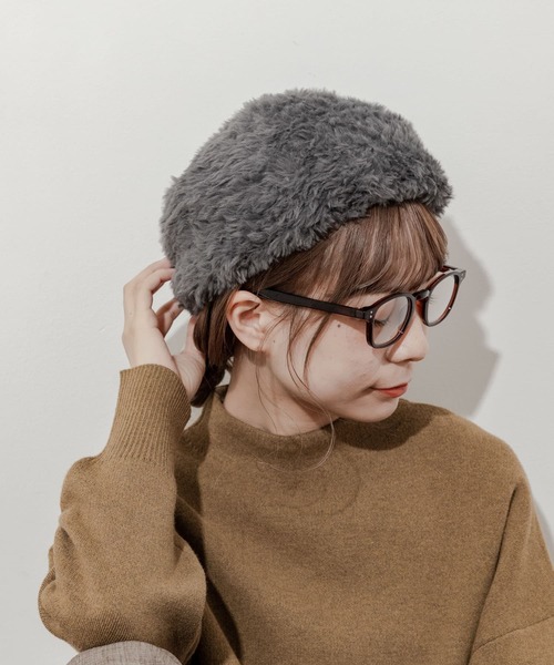 SMELLY（スメリー）の「ファーニットベレー（ハンチング/ベレー帽・レディース・グレー/ブラック・-）」の4枚目の写真