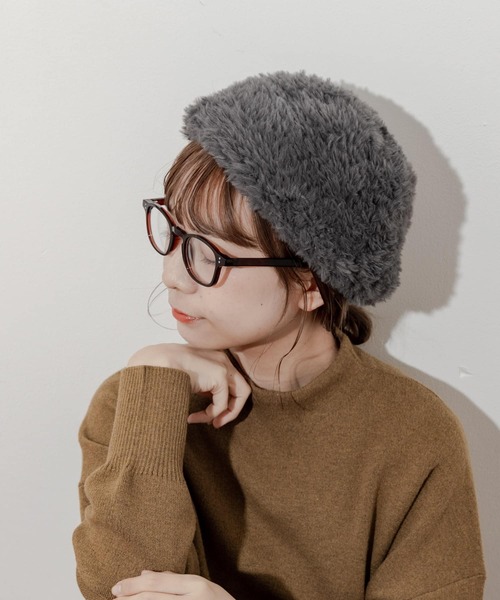 SMELLY（スメリー）の「ファーニットベレー（ハンチング/ベレー帽・レディース・グレー/ブラック・-）」の5枚目の写真
