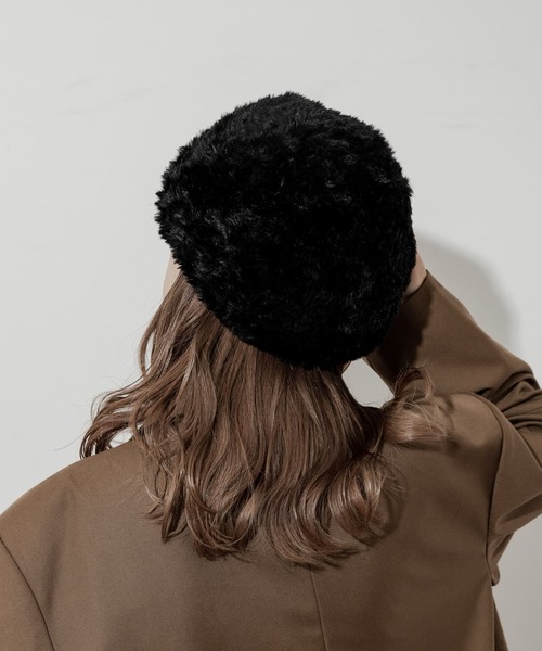 SMELLY（スメリー）の「ファーニットベレー（ハンチング/ベレー帽・レディース・グレー/ブラック・-）」の6枚目の写真