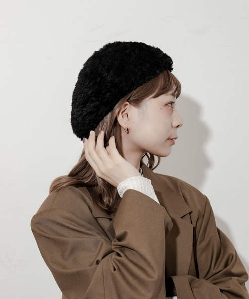 SMELLY（スメリー）の「ファーニットベレー（ハンチング/ベレー帽・レディース・グレー/ブラック・-）」の7枚目の写真