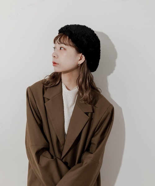 SMELLY（スメリー）の「ファーニットベレー（ハンチング/ベレー帽・レディース・グレー/ブラック・-）」の8枚目の写真