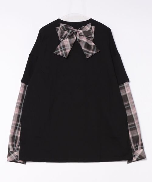 Ank Rouge（アンクルージュ）の「ゴシックチェックレイヤード風プルオーバー（Tシャツ/カットソー・レディース・ブラック・M）」の2枚目の写真