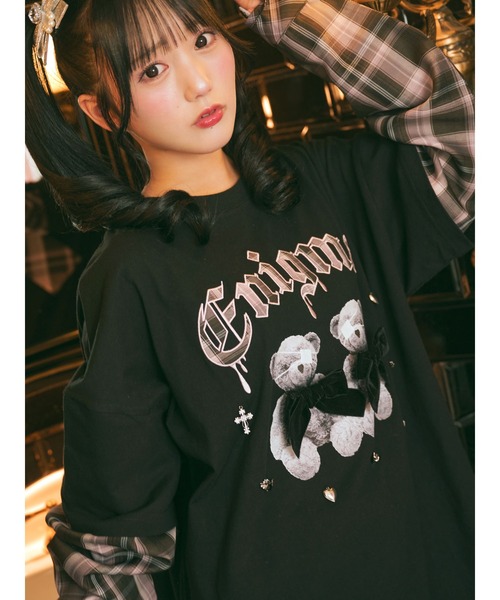 Ank Rouge（アンクルージュ）の「ゴシックチェックレイヤード風プルオーバー（Tシャツ/カットソー・レディース・ブラック・M）」の4枚目の写真