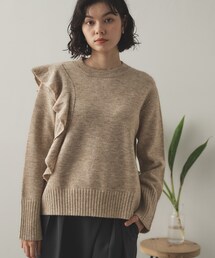 OPAQUE.CLIP | アシメフリルミドルゲージニット【洗濯機洗い可】(ニット/セーター)