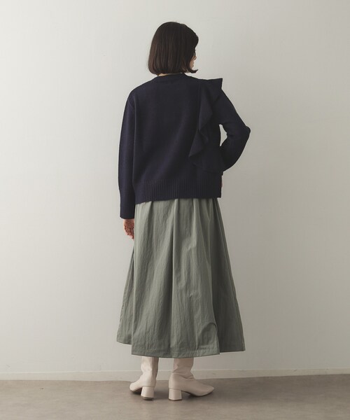 OPAQUE.CLIP（オペークドットクリップ）の「◆《美人百花掲載》アシメフリルミドルゲージニット【洗濯機洗い可】（ニット/セーター・レディース・グレー/ネイビー/ベージュ・38/36/40）」の14枚目の写真