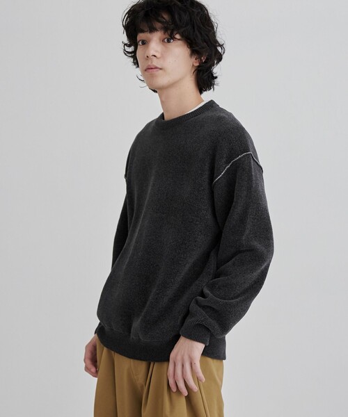coen（コーエン）の「【洗える】ダブルフェイスクルーネックモールニット（ニット/セーター・メンズ・ケリーグリーン/イエロー/オレンジ系その他/ダークグレー/ライトグレー・XL/L/M/S）」の2枚目の写真