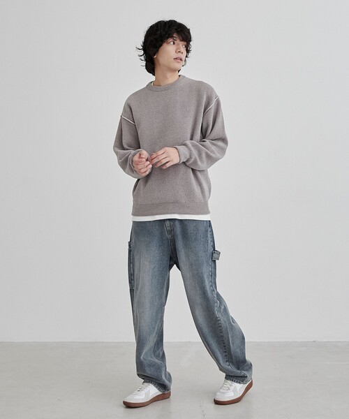 coen（コーエン）の「【洗える】ダブルフェイスクルーネックモールニット（ニット/セーター・メンズ・ケリーグリーン/イエロー/オレンジ系その他/ダークグレー/ライトグレー・XL/L/M/S）」の7枚目の写真