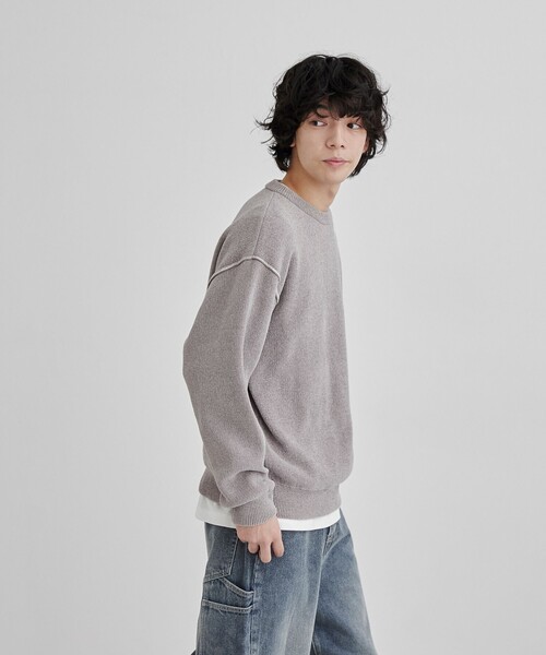 coen（コーエン）の「【洗える】ダブルフェイスクルーネックモールニット（ニット/セーター・メンズ・ケリーグリーン/イエロー/オレンジ系その他/ダークグレー/ライトグレー・XL/L/M/S）」の8枚目の写真