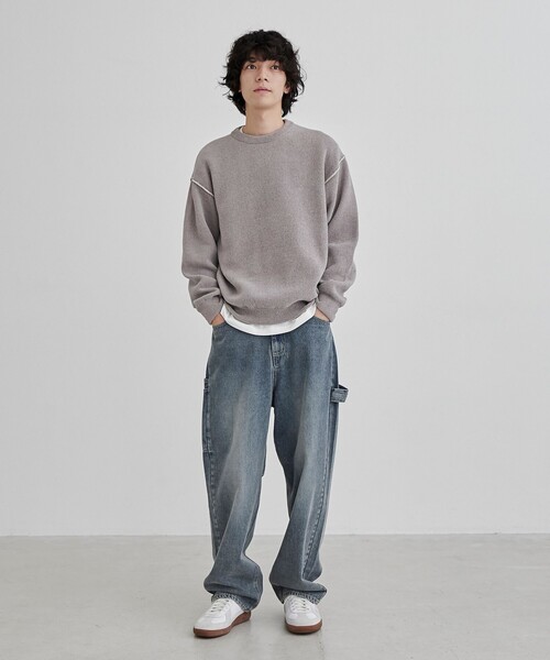 coen（コーエン）の「【洗える】ダブルフェイスクルーネックモールニット（ニット/セーター・メンズ・ケリーグリーン/イエロー/オレンジ系その他/ダークグレー/ライトグレー・XL/L/M/S）」の9枚目の写真