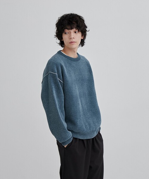 セール】【洗える】ダブルフェイスクルーネックモールニット（ニット