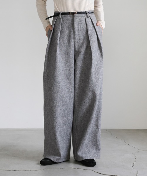 フェイクウールダブルタックパンツ（スラックス）｜select MOCA