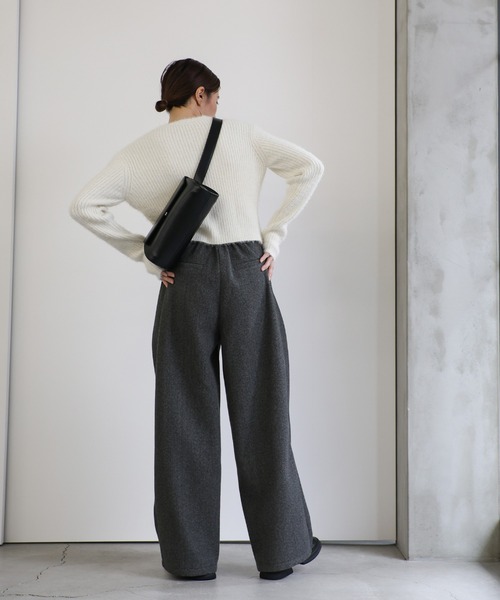 select MOCA（セレクトモカ）の「フェイクウールダブルタックパンツ（スラックス・レディース・チャコールグレー/グレー/ブラック・LARGE/MEDIUM/SMALL）」の11枚目の写真