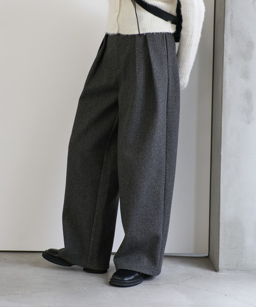 select MOCA（セレクトモカ）の「フェイクウールダブルタックパンツ（スラックス・レディース・チャコールグレー/グレー/ブラック・LARGE/MEDIUM/SMALL）」の12枚目の写真