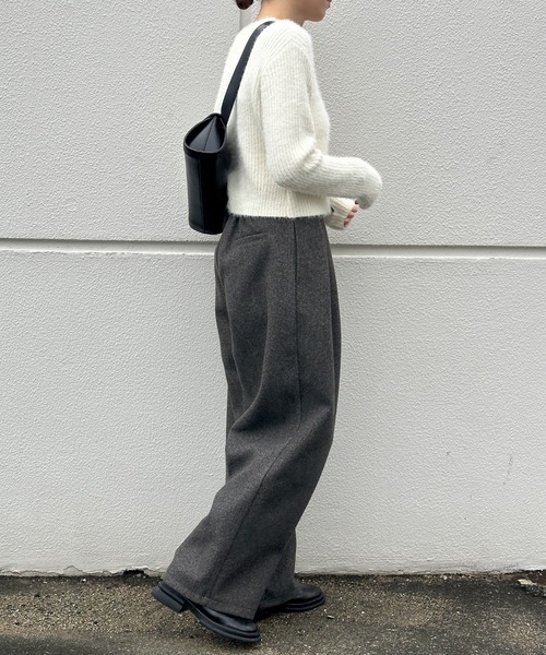 select MOCA（セレクトモカ）の「フェイクウールダブルタックパンツ（スラックス・レディース・チャコールグレー/グレー/ブラック・LARGE/MEDIUM/SMALL）」の17枚目の写真