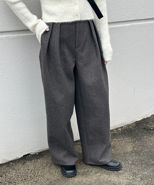 select MOCA（セレクトモカ）の「フェイクウールダブルタックパンツ（スラックス・レディース・チャコールグレー/グレー/ブラック・LARGE/MEDIUM/SMALL）」の15枚目の写真
