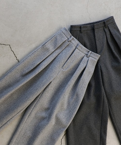 select MOCA（セレクトモカ）の「フェイクウールダブルタックパンツ（スラックス・レディース・チャコールグレー/グレー/ブラック・LARGE/MEDIUM/SMALL）」の7枚目の写真