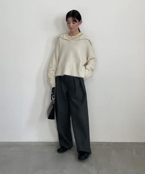 フェイクウールダブルタックパンツ（スラックス）｜select MOCA