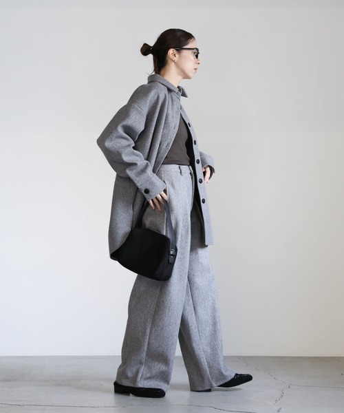 セール】フェイクウールダブルタックパンツ（スラックス）｜select