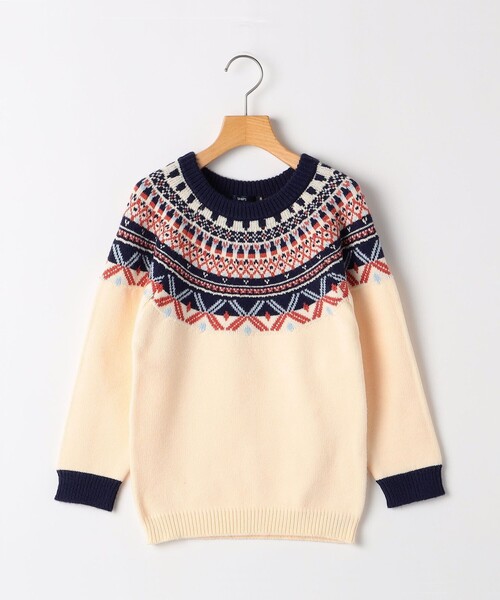 SHIPS(シップス)の「SHIPS KIDS:80~90cm /〈洗濯機可能〉フェアアイル ニット(ニット/セーター・キッズ・ベージュ/オフホワイト・80/90)」の2枚目の写真
