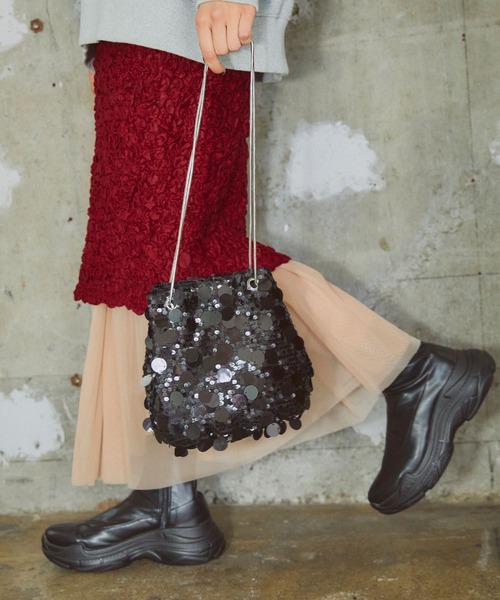 ELLEgirl(エルガール)の「2wayスパンコールチェーンバッグ(トートバッグ・レディース・シルバー/ブラック・FREE)」の4枚目の写真